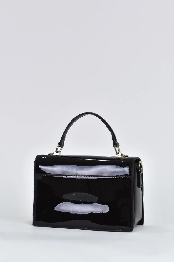 Elatae Kadın Omuz Askılı Rugan Abiye Günlük El Çantası Siyah 17339 - Resim 5