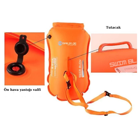 Dry Açık Su Yüzme Şamandıra Çift Hava Yastıklı SWIM BUOY 28L 37x68 Cm 12KG - 4