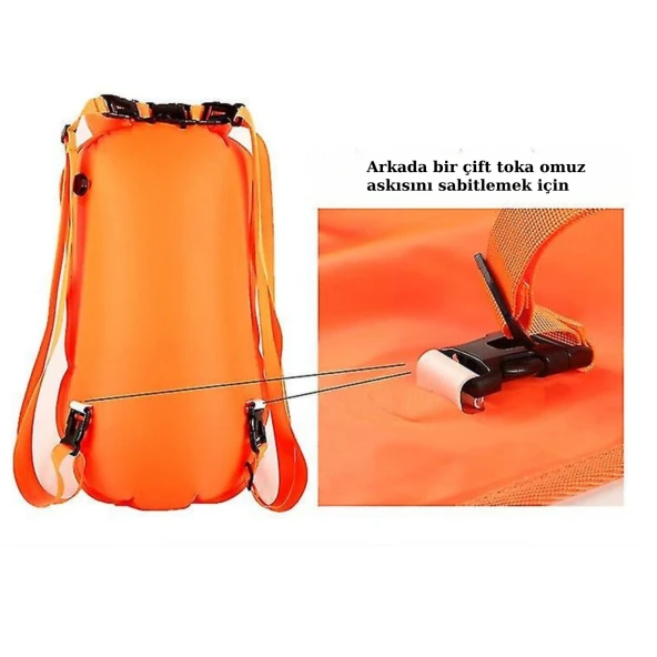 Dry Açık Su Yüzme Şamandıra Çift Hava Yastıklı SWIM BUOY 28L 37x68 Cm 12KG - 5
