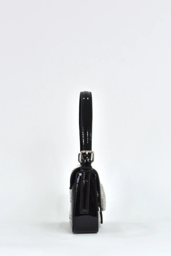 Elatae Kadın Omuz Askılı Kroko Rugan Abiye Günlük El Çantası Siyah 17338 - Resim 4