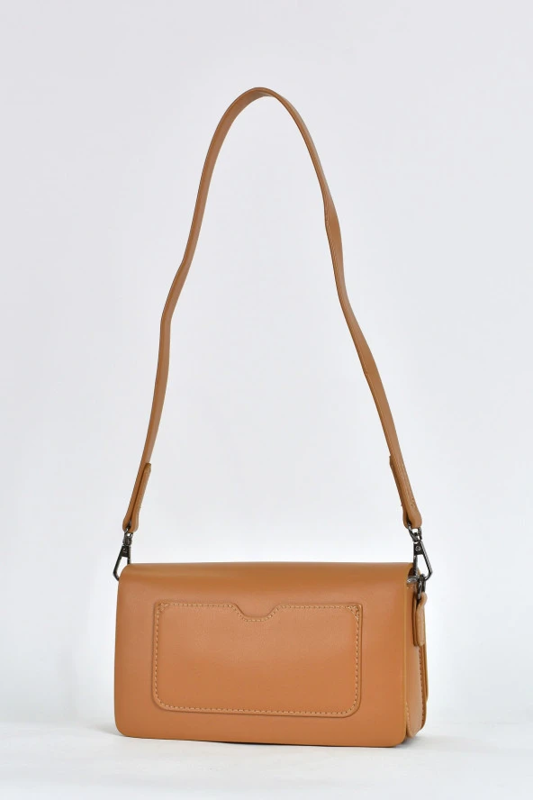 Elatae Kadın Omuz Askılı Çapraz Çanta Vizon 17596 - Resim 5