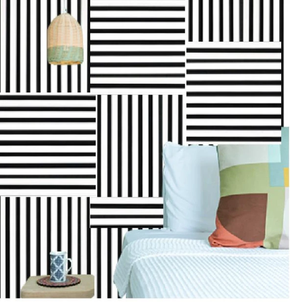 Renkli Duvarlar 50x50cm 1 Adet Siyah Beyaz Akustik Panel 3mm Keçe Ve 8mm Mdflam Salon Ofis Duvar Çıtası Paneli Bolu ürün görseli