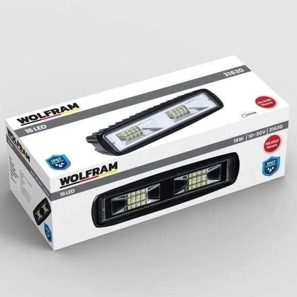 Wolfram Beyaz Led Off Road Sis Panjur Farı Çalışma Lambası 16 Led 10-30V 16W - Resim 3