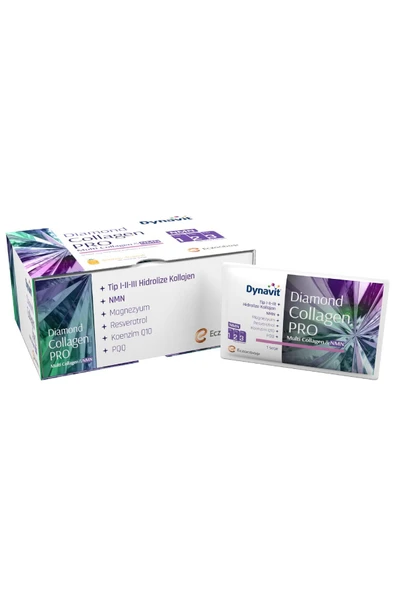 Dynavit Diamond Collagen PRO Tip I-II-III Hidrolize Multi Collagen&NMN Ananas Aromalı 30 Saşe - Resim 5
