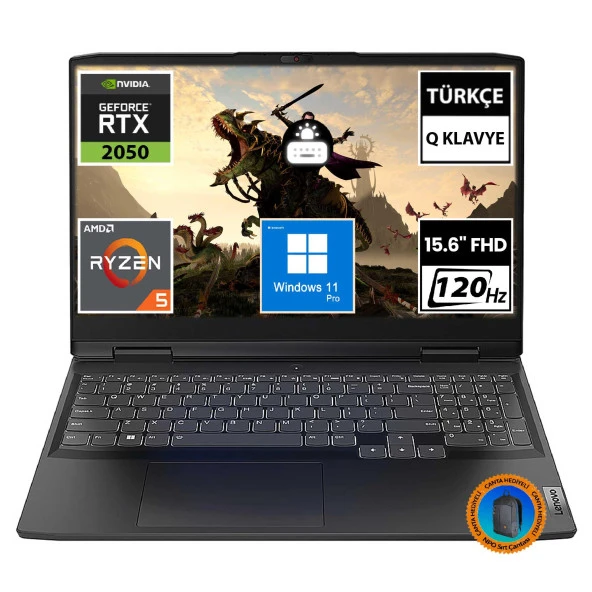 Lenovo IdeaPad Gaming 3 82SB00SBTX17 Ryzen5 7535HS 16GB 512SSD RTX2050 15.6" FullHD W11P Taşınabilir Bilgisayar-CNT018