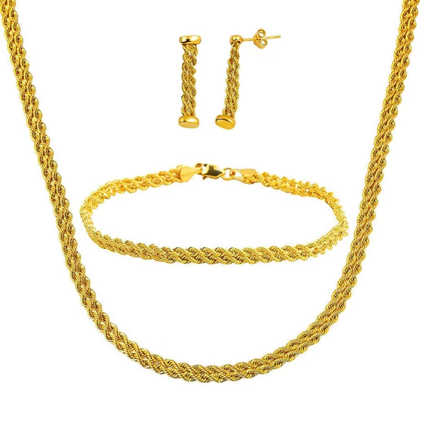 Halat Örgülü Altın Takı Seti ürün görseli 1