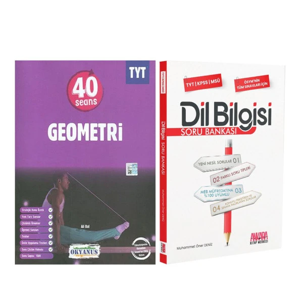 Okyanus TYT 40 Seans Geometri ve AKM Dil Bilgisi Soru Bankası Seti 2 Kitap
