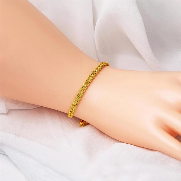 Halat Burma Zincirli Sarı Altın Spor Set - Resim 3