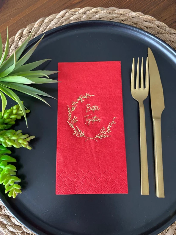 Gold Yaldızlı Kırmızı Better Together Peçete 16 Adet ürün görseli 1