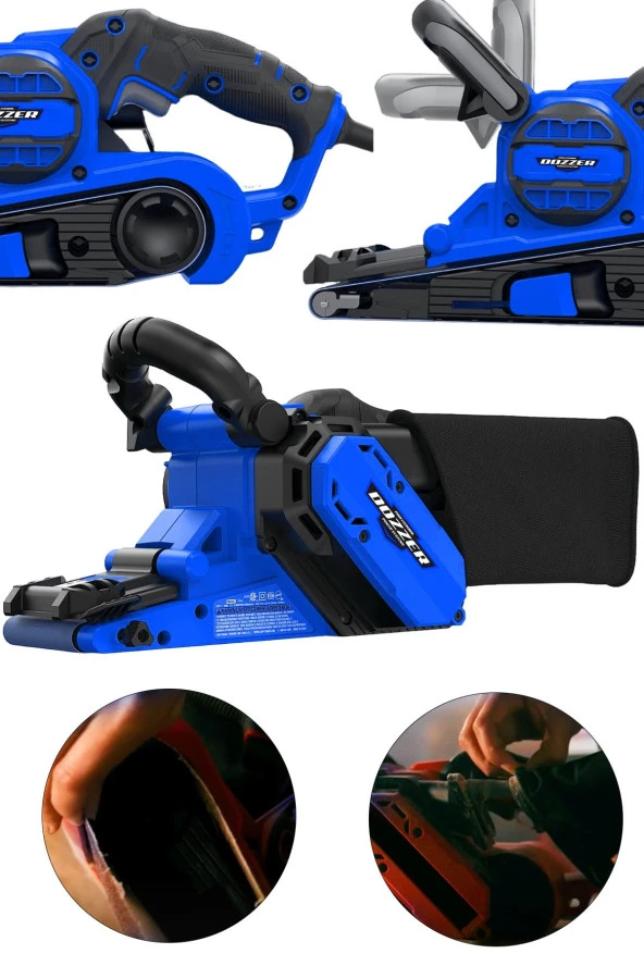 Dozzer Alman BLUE Serii 2700 Watt Toz Torbalı Bant Zımpara Makinesi