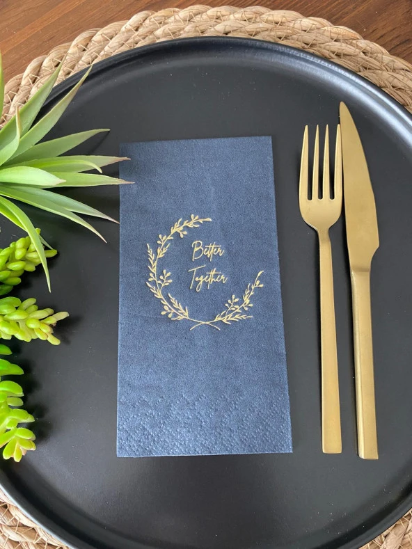 Gold Yaldızlı Siyah Better Together Peçete 16 Adet ürün görseli 1