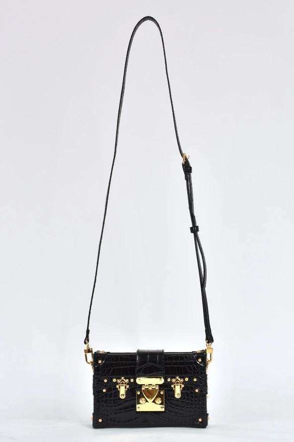 Elatae Kadın Omuz Askılı Kroko Desen Abiye Günlük Çapraz Çanta Siyah 17442 ürün görseli