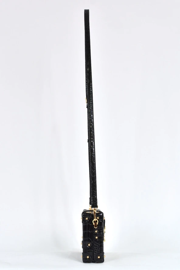 Elatae Kadın Omuz Askılı Kroko Desen Abiye Günlük Çapraz Çanta Siyah 17442 - Resim 4