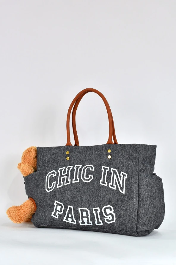 Elatae Teddy Ayıcık Detaylı Omuz Çantası Siyah 17587 - Resim 3