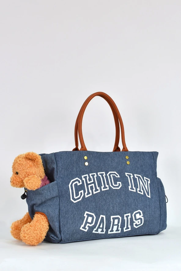 Elatae Teddy Ayıcık Detaylı Omuz Çantası Mavi 17587 - Resim 2