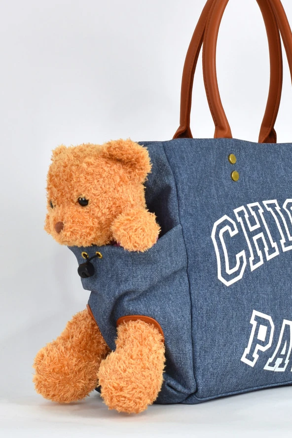 Elatae Teddy Ayıcık Detaylı Omuz Çantası Mavi 17587 - Resim 4