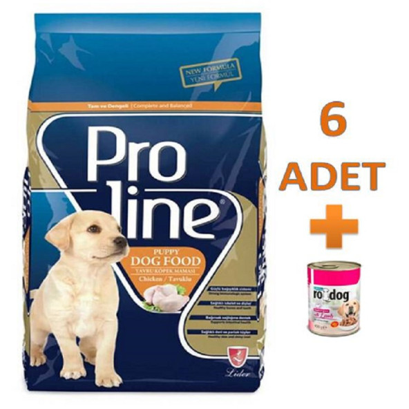 ProLine Tavuklu Yavru Köpek Maması 3 Kg x 6 Adet + Konserve Hediyeli