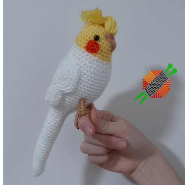 Amigurumi Örgü Oyuncak Kuş Sultan Papağan Beyaz