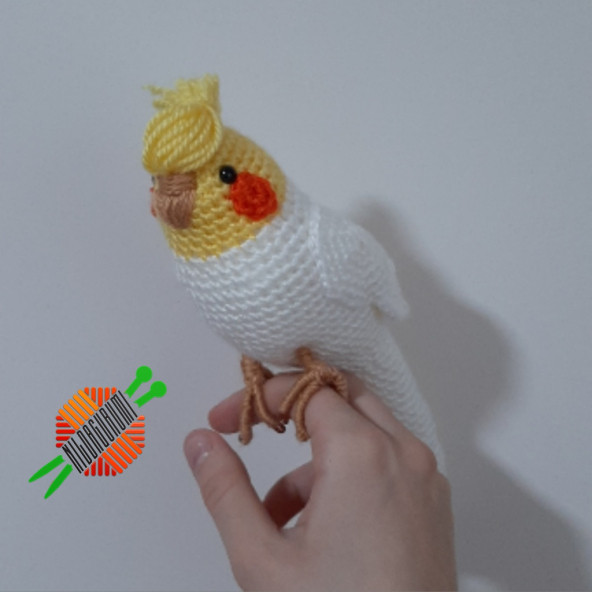 Amigurumi Örgü Oyuncak Kuş Sultan Papağan Beyaz - 3