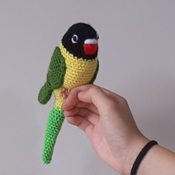 Amigurumi Örgü Oyuncak Muhabbet Kuşu Siyah Yeşil - 2
