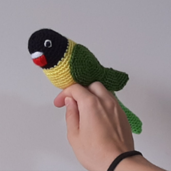Amigurumi Örgü Oyuncak Muhabbet Kuşu Siyah Yeşil - 3