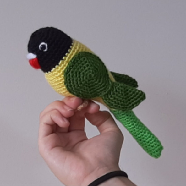 Amigurumi Örgü Oyuncak Muhabbet Kuşu Siyah Yeşil - 4