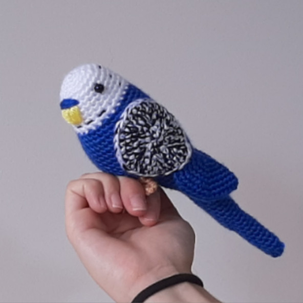 Amigurumi Örgü Oyuncak Muhabbet Kuşu Lacivert Kırçıllı - 3