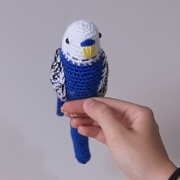 Amigurumi Örgü Oyuncak Muhabbet Kuşu Lacivert Kırçıllı - 5