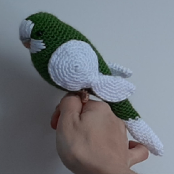 Amigurumi Örgü Oyuncak Muhabbet Kuşu Koyu Yeşil