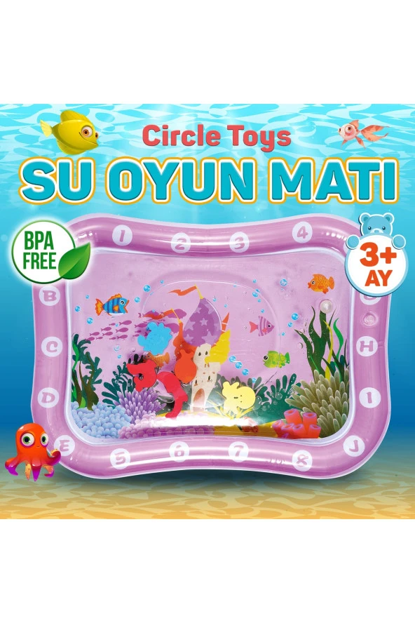Bebek Su Oyun Matı Tummy Time Karın Üstü Aktivite Zamanı - Harf Sayı - 2