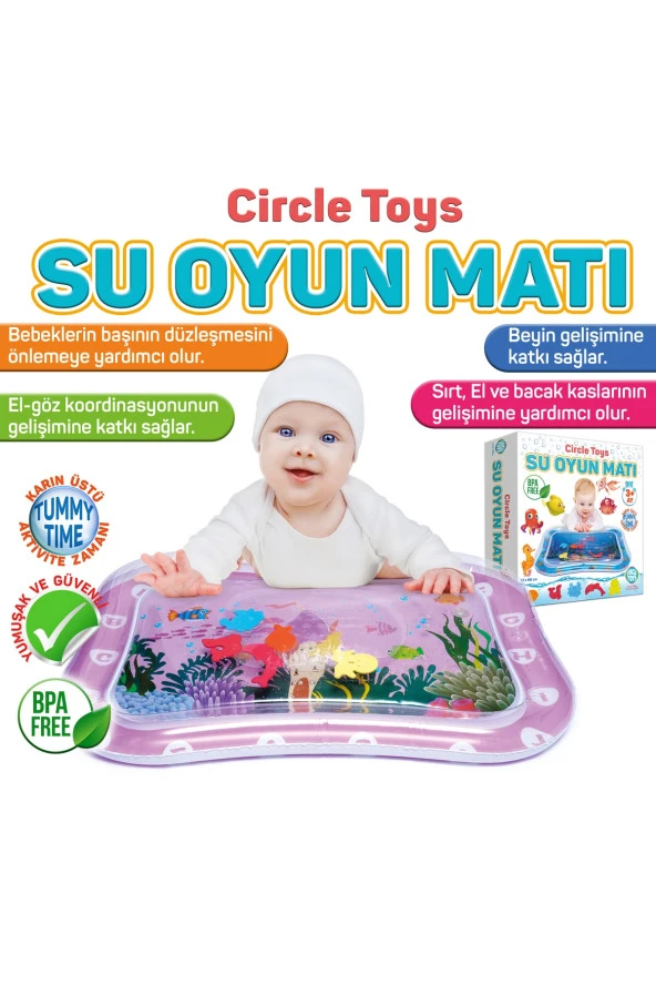 Bebek Su Oyun Matı Tummy Time Karın Üstü Aktivite Zamanı - Harf Sayı - 4