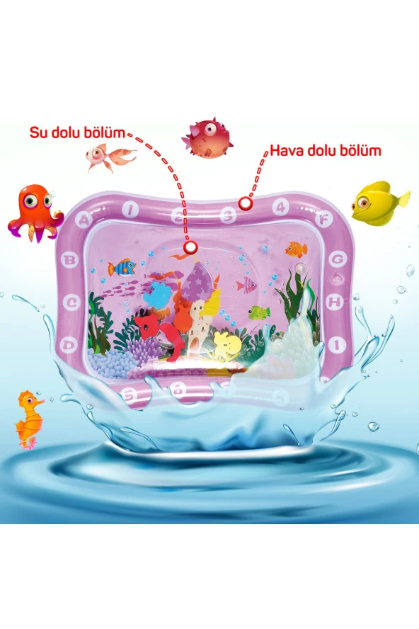Bebek Su Oyun Matı Tummy Time Karın Üstü Aktivite Zamanı - Harf Sayı - 5