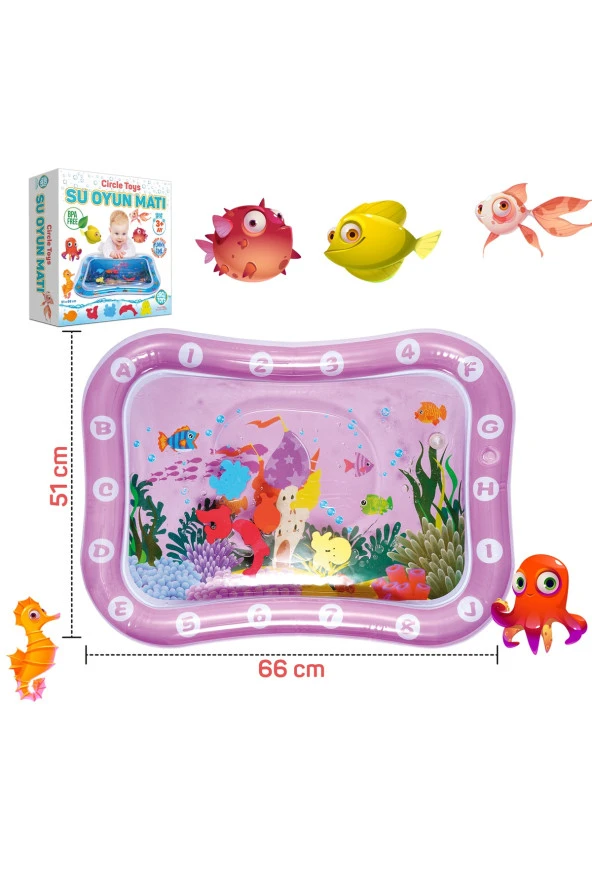 Bebek Su Oyun Matı Tummy Time Karın Üstü Aktivite Zamanı - Harf Sayı - 6