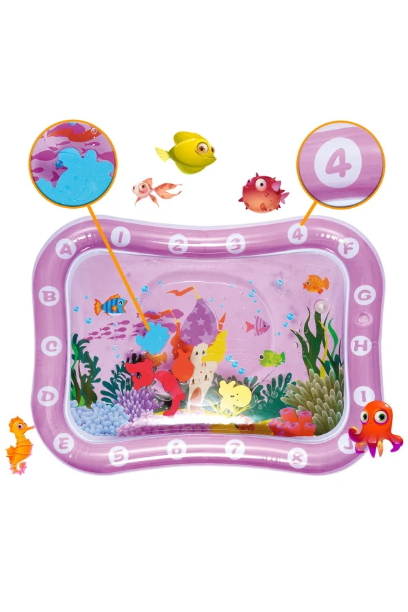Bebek Su Oyun Matı Tummy Time Karın Üstü Aktivite Zamanı - Harf Sayı - 7