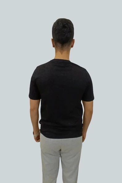 Erkek Couture V Yaka Siyah Tişört - 3