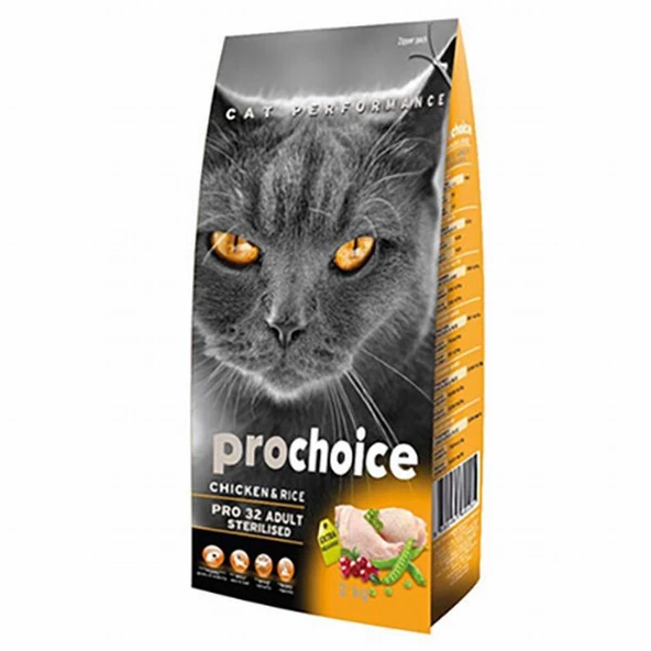 Pro Choice 32 Sterilised Tavuklu ve Pirinçli Kısırlaştırılmış Kedi Maması 15 Kg