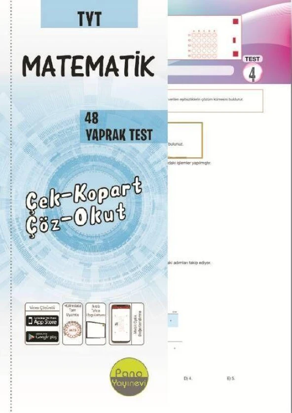 TYT Matematik Yaprak Testleri Çek Kopart 48 Adet Pano Yayınları