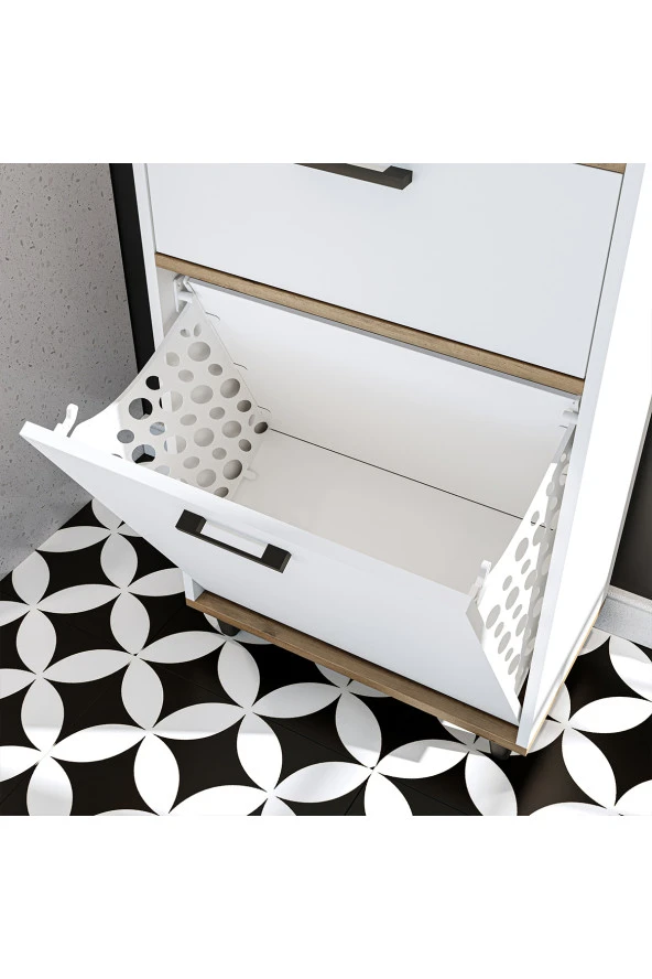 ROOMART Çamaşır Sepetli Banyo Dolabı, Çok Amaçlı Çekmeceli Dolap 60 x 200 cm - 4