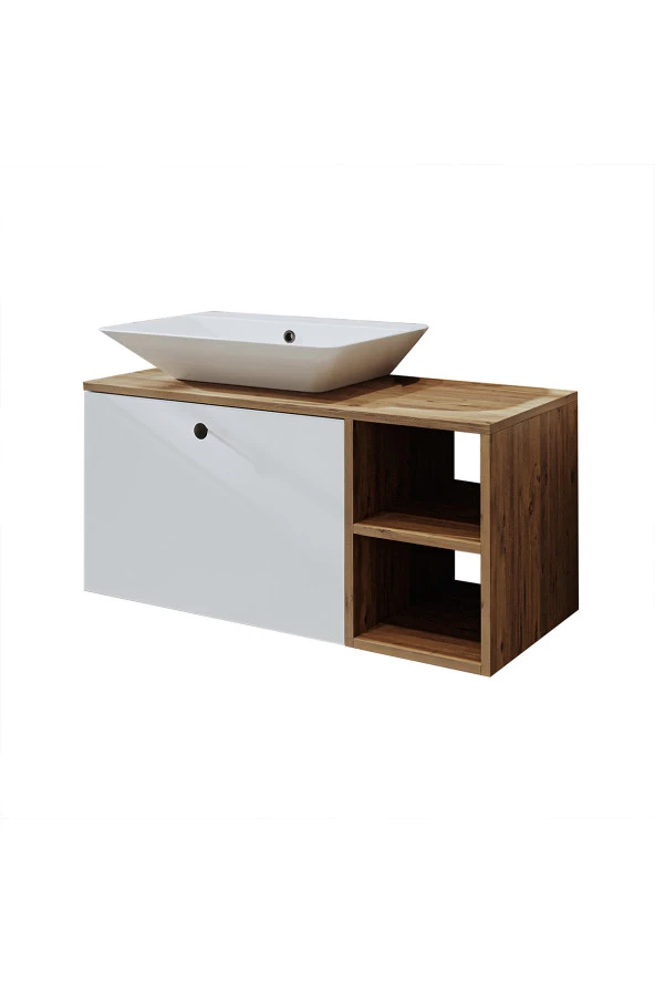 ROOMART Ayaksız Lavabolu Mdf 95 Cm Çekmeceli Banyo Dolabı - 6