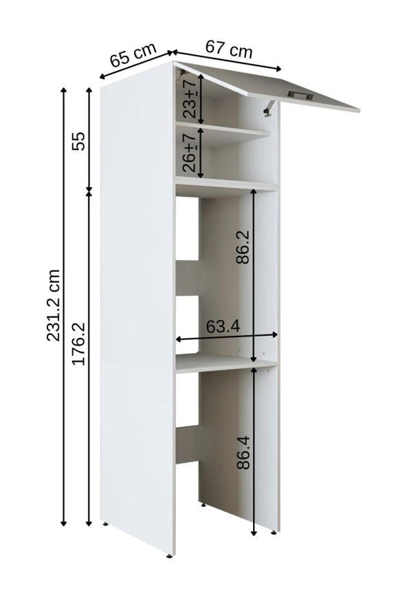 ROOMART Banyo Dolabı 231,2 x 67 cm Çamaşır Ve Kurutma Makinesi Dolabı - 2