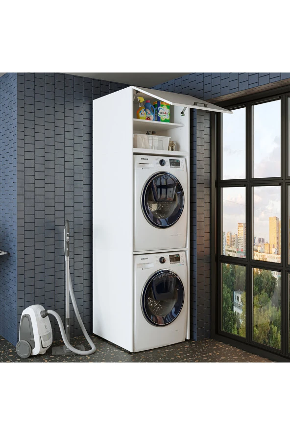 ROOMART Banyo Dolabı 231,2 x 67 cm Çamaşır Ve Kurutma Makinesi Dolabı - 3