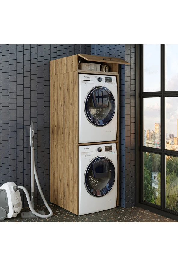 ROOMART Banyo Dolabı 196,2 x 67 cm Çamaşır Ve Kurutma Makinesi Dolabı - 3