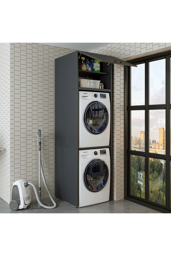 ROOMART Banyo Dolabı 231,2 x 67 cm Çamaşır Ve Kurutma Makinesi Dolabı - 4