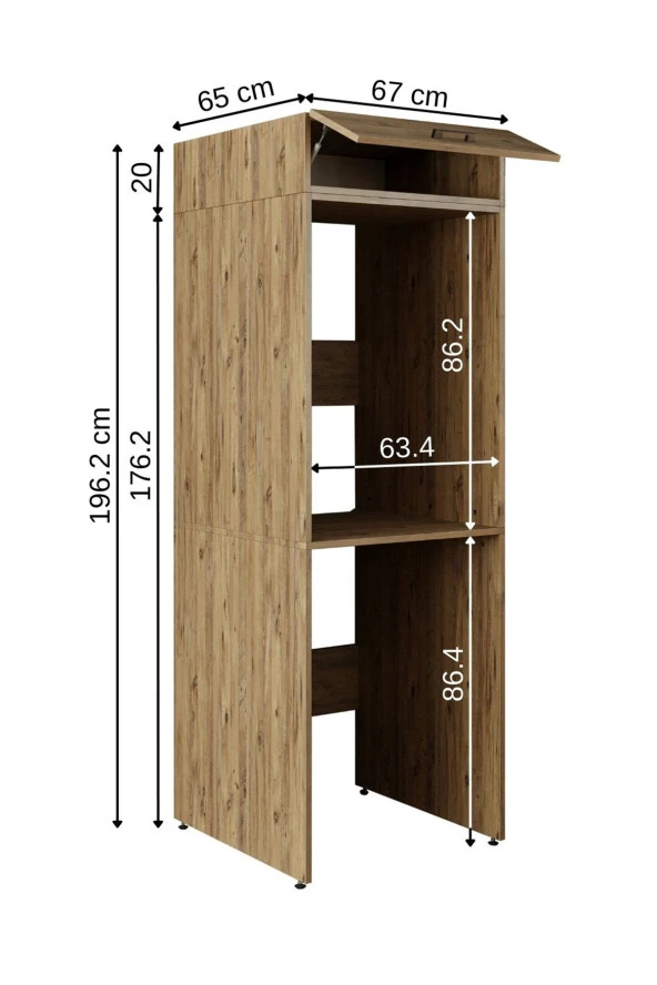 ROOMART Banyo Dolabı 196,2 x 67 cm Çamaşır Ve Kurutma Makinesi Dolabı - 2