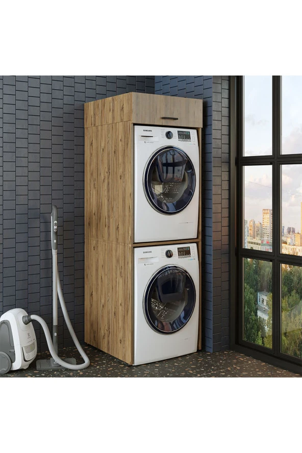 ROOMART Banyo Dolabı 196,2 x 67 cm Çamaşır Ve Kurutma Makinesi Dolabı - 4