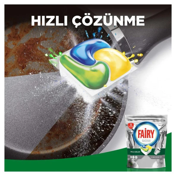 Fairy Platinum 240 Yıkama Bulaşık Makinesi Deterjanı Tableti / Kapsülü Limon Kokulu - Resim 2