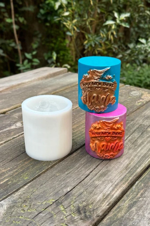 Anneler Günü Silindir Silikon Mum Kalıbı - Resim 4