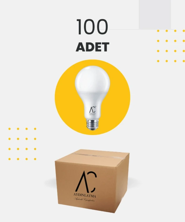 9W Bulb Led Ampul 3200K Sarı Işık - 100 Adet - 1