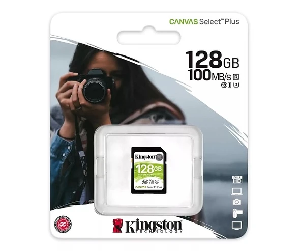 Kingston 128GB SDS2/128GB UHS-I U3 V30 100R SDXC Canvas Select Plus C10 SD Hafıza Kartı - Resim 2