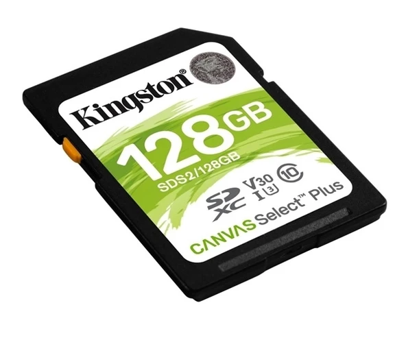 Kingston 128GB SDS2/128GB UHS-I U3 V30 100R SDXC Canvas Select Plus C10 SD Hafıza Kartı